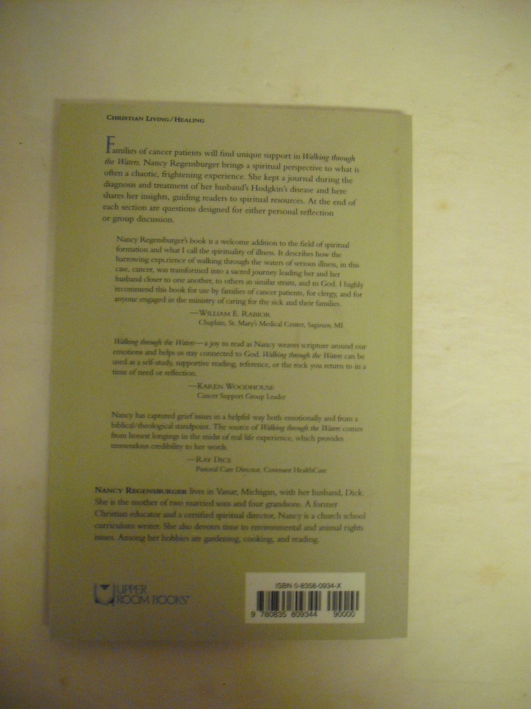 Walking Through the Waters: Biblical Reflections for Families of Cancer Patients,Used