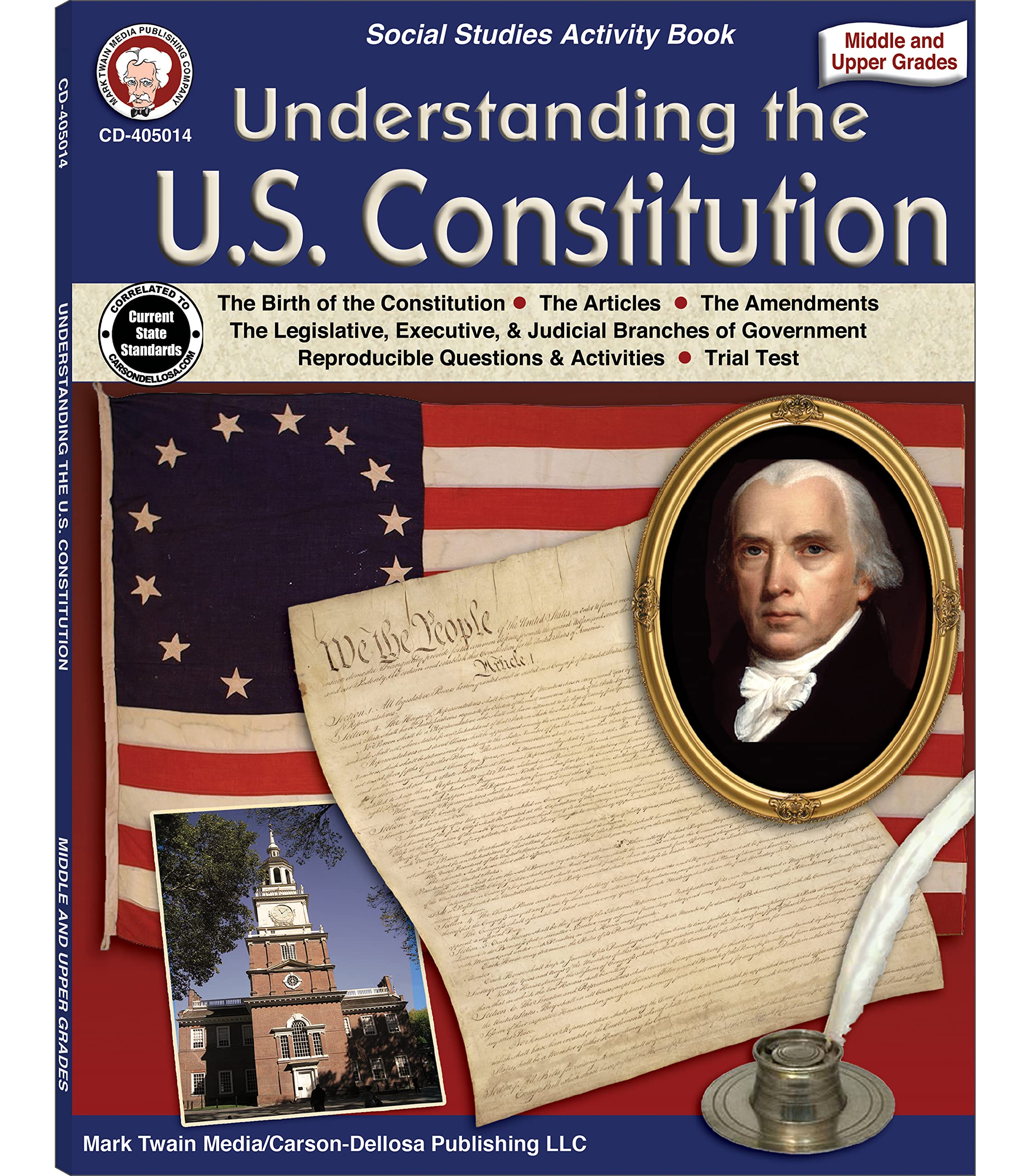 Mark Twain Understanding the US Constitution Workbook, American History Books Covering Articles, Amendments, Three Branches of G,Used