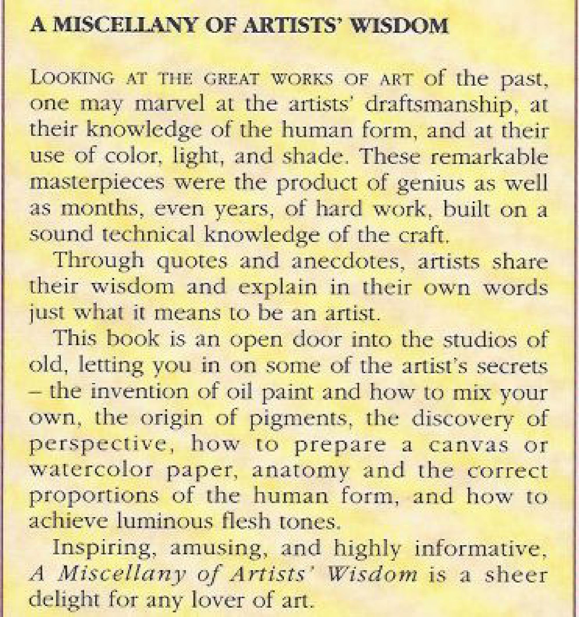 Miscellany Of Artist's Wisdom,Used