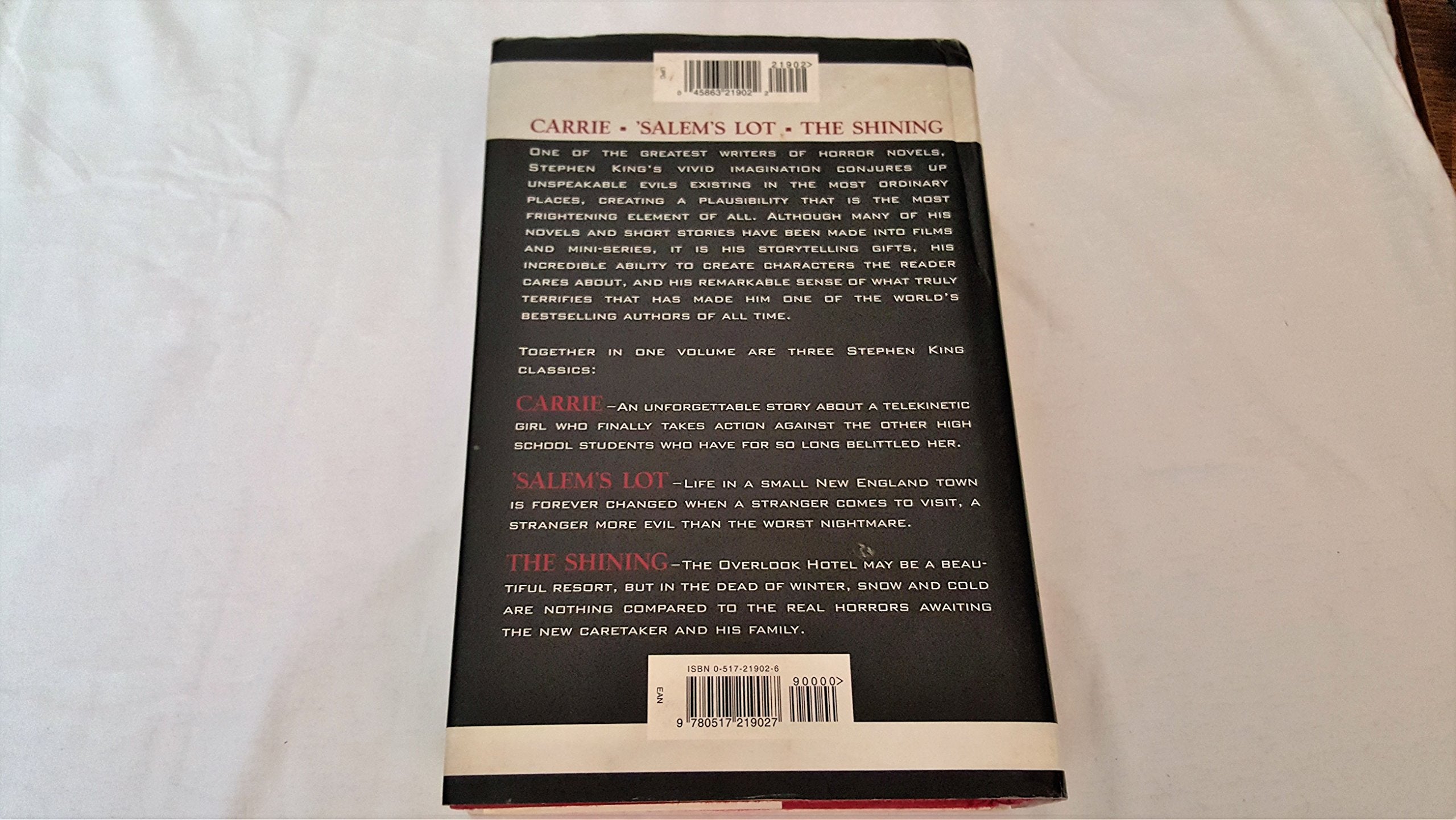 Stephen King: Three Complete Novels: Carrie; Salems Lot; The Shining,Used