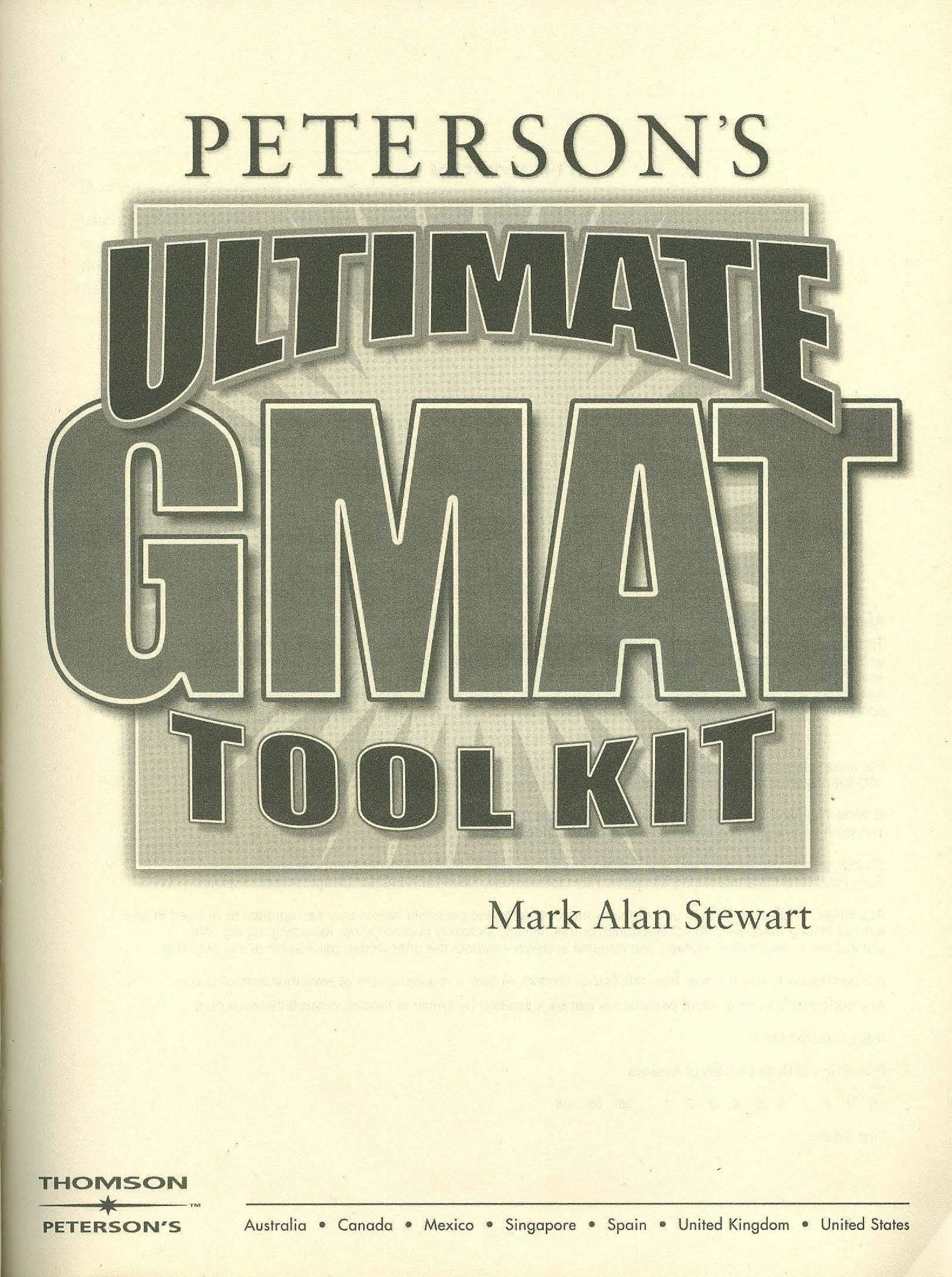 Ultimate GMAT Tool Kit: With CDROM; The Ultimate GMAT Advantage (PETERSON'S GMAT CAT SUCCESS),Used
