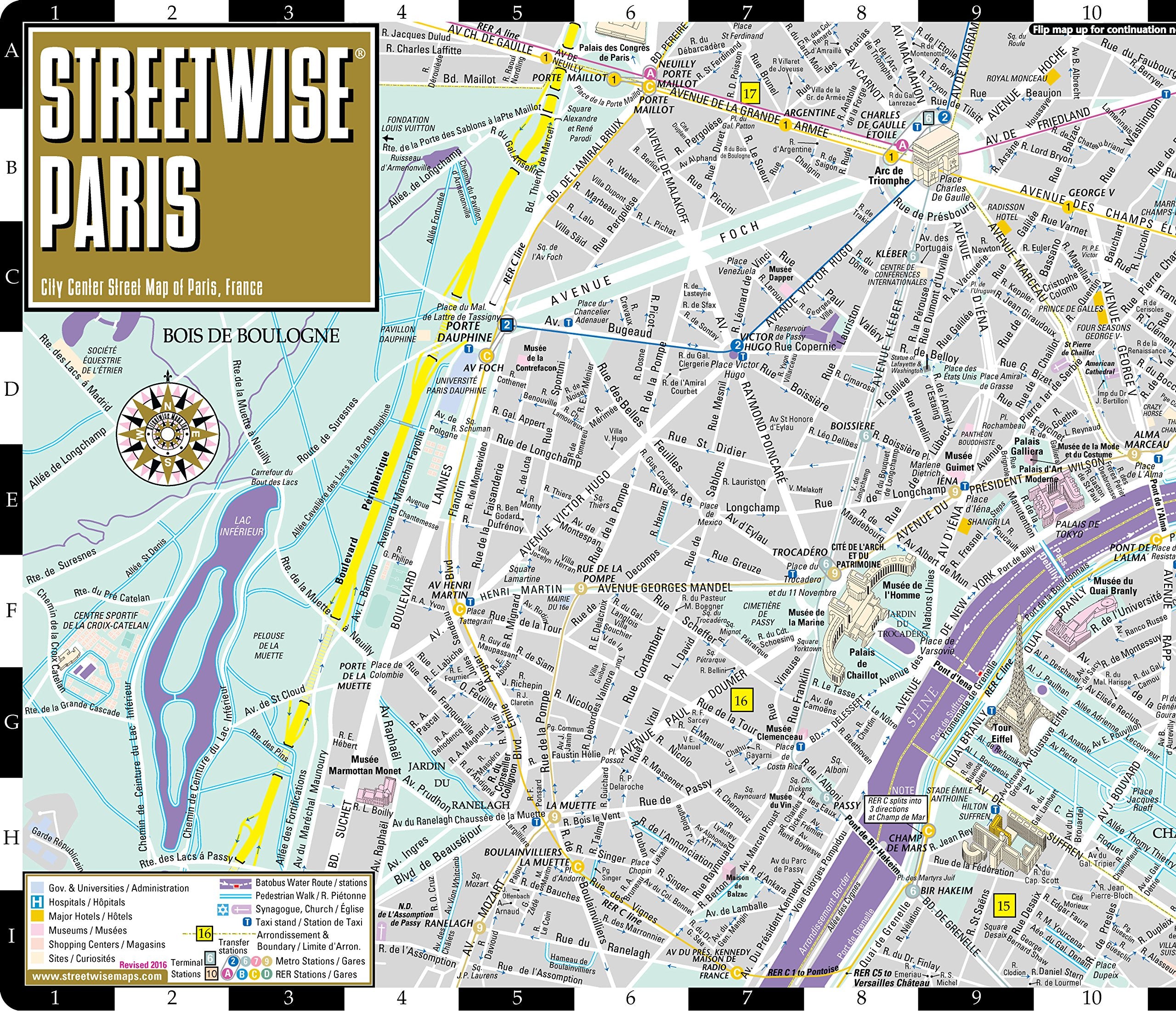 Streetwise Paris Map Laminated City Center Street Map of Paris, France,New