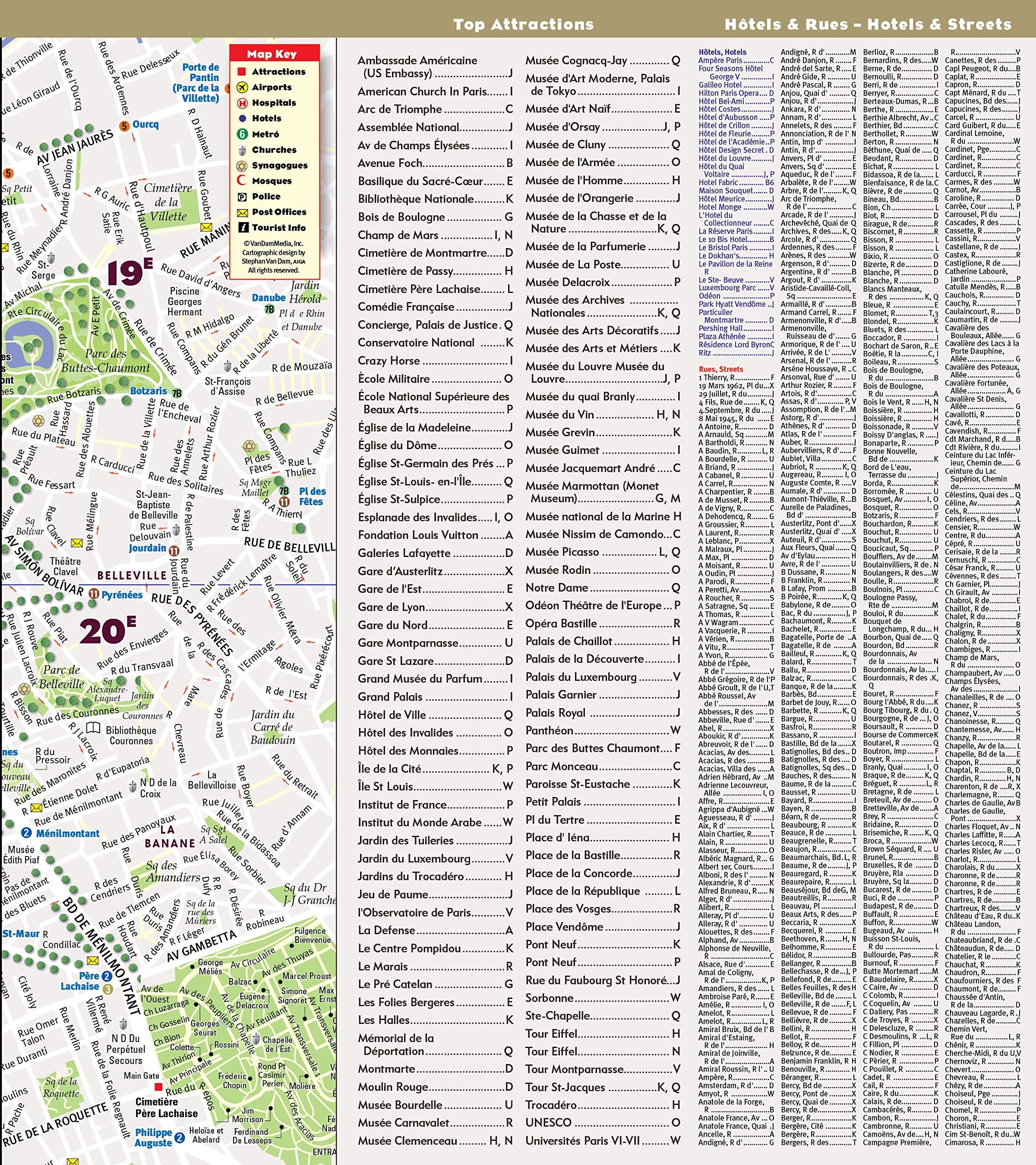StreetSmart? Paris Map by VanDam  City Street Map of Paris, France  Laminated folding pocket size city travel and Metro map wi,New