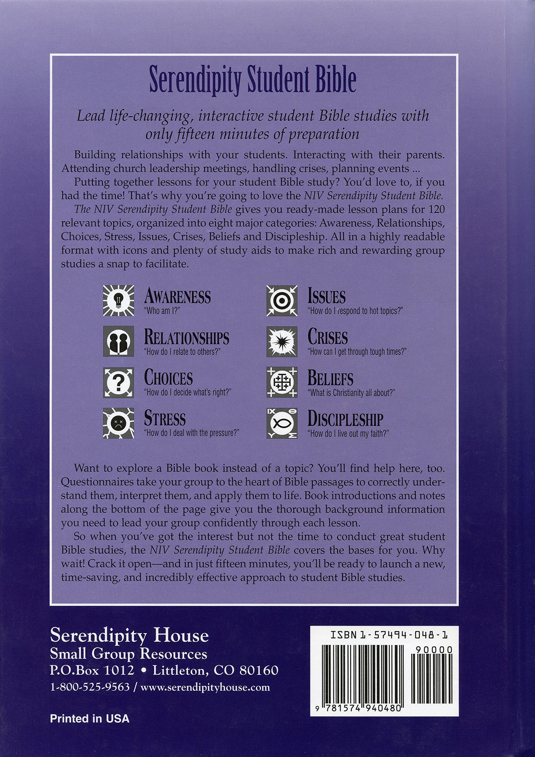 Serendipity Student Bible, New International Version,Used