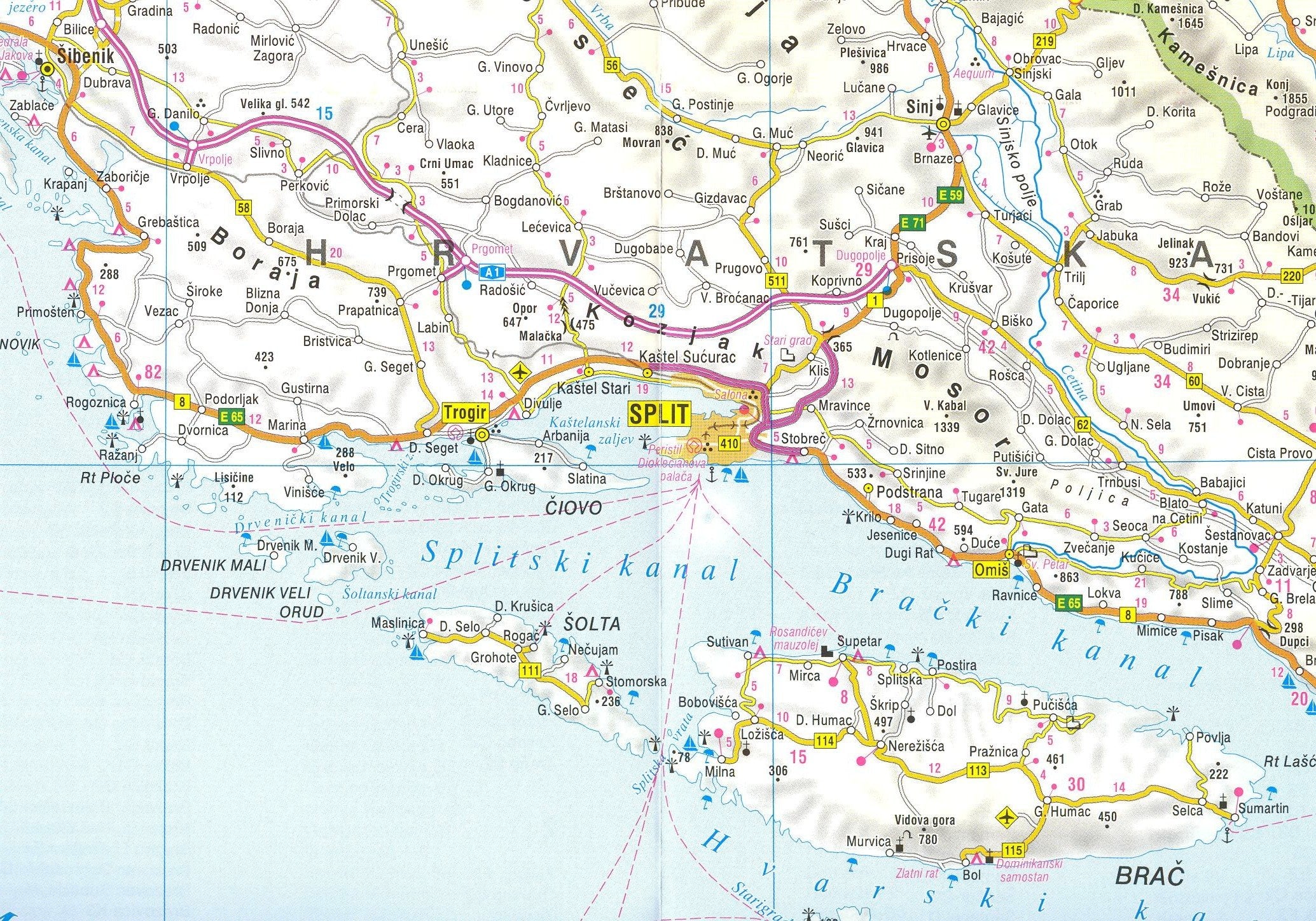 Croatia and Slovenia Map,Used