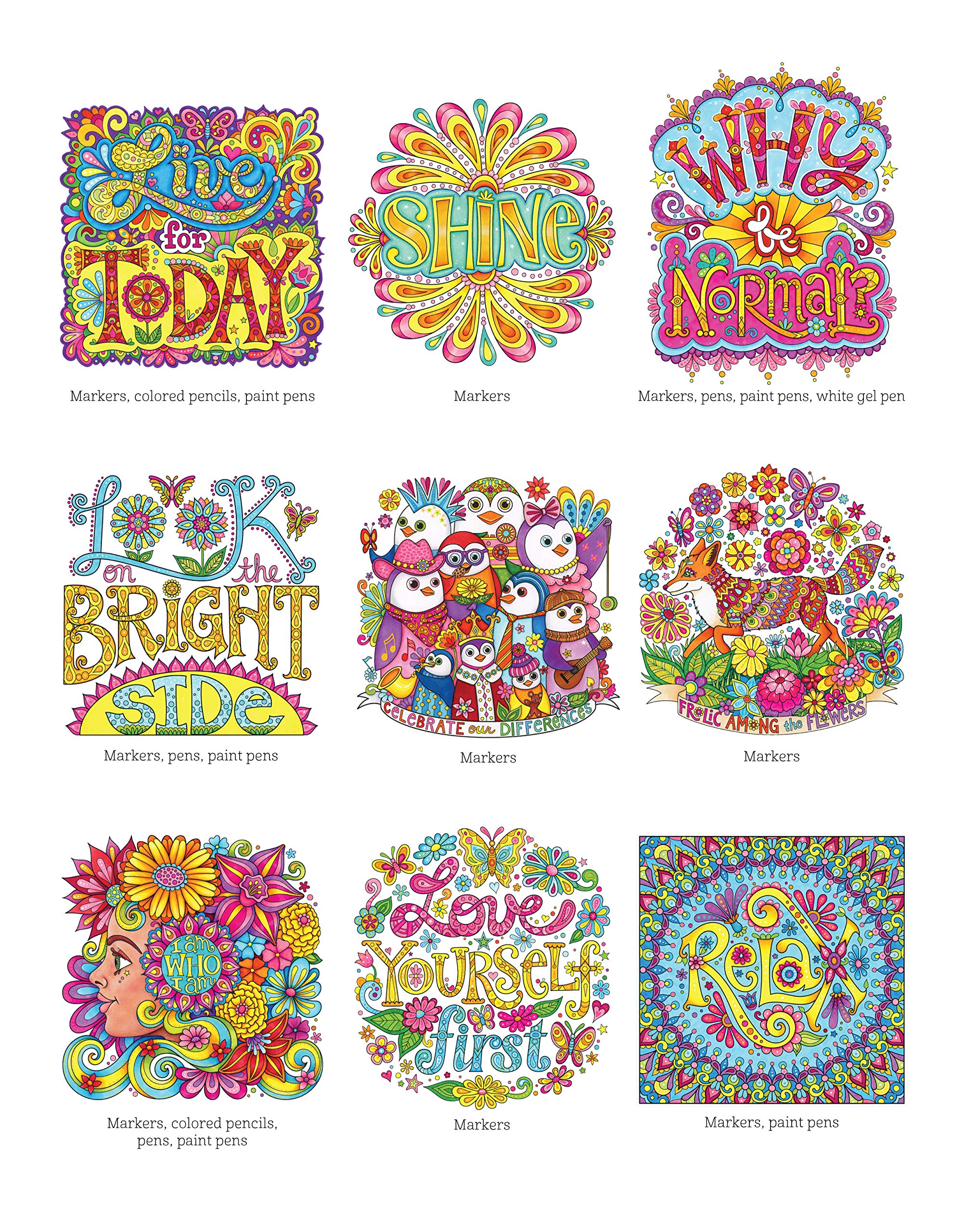 Live for Today Coloring Book (Coloring is Fun) (Design Originals) 32 Inspiring Quotes & BeginnerFriendly Creative Art Activitie,Used