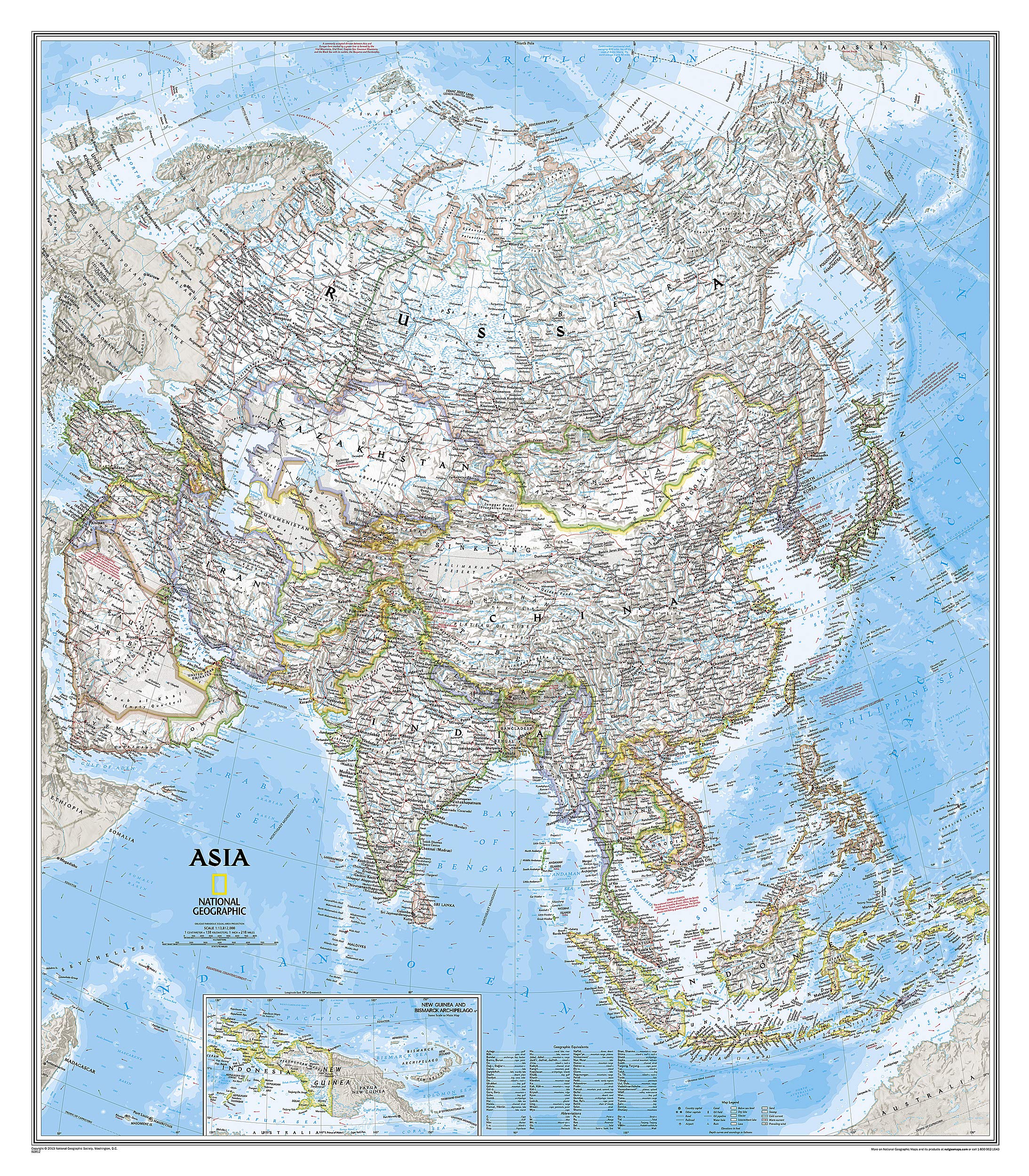 National Geographic Asia Wall Map Classic Laminated (33.25 x 38 in) (National Geographic Reference Map),New
