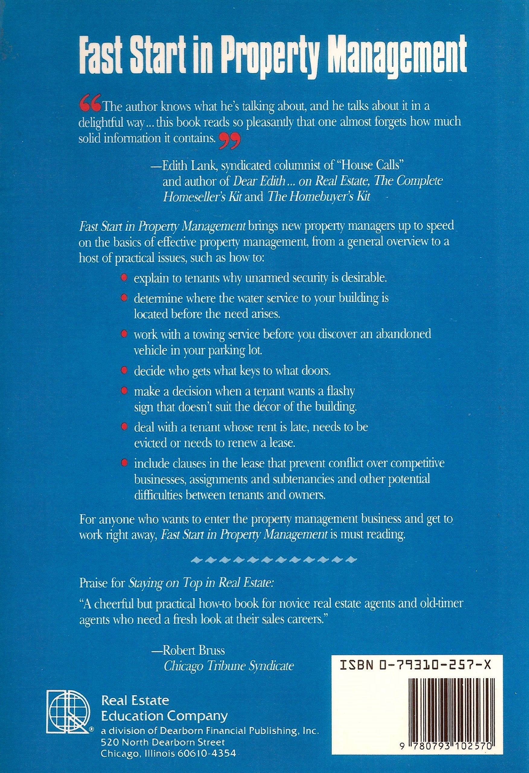 Fast Start in Property Management: Tips and Tactics for Light Commercial Buildings,Used