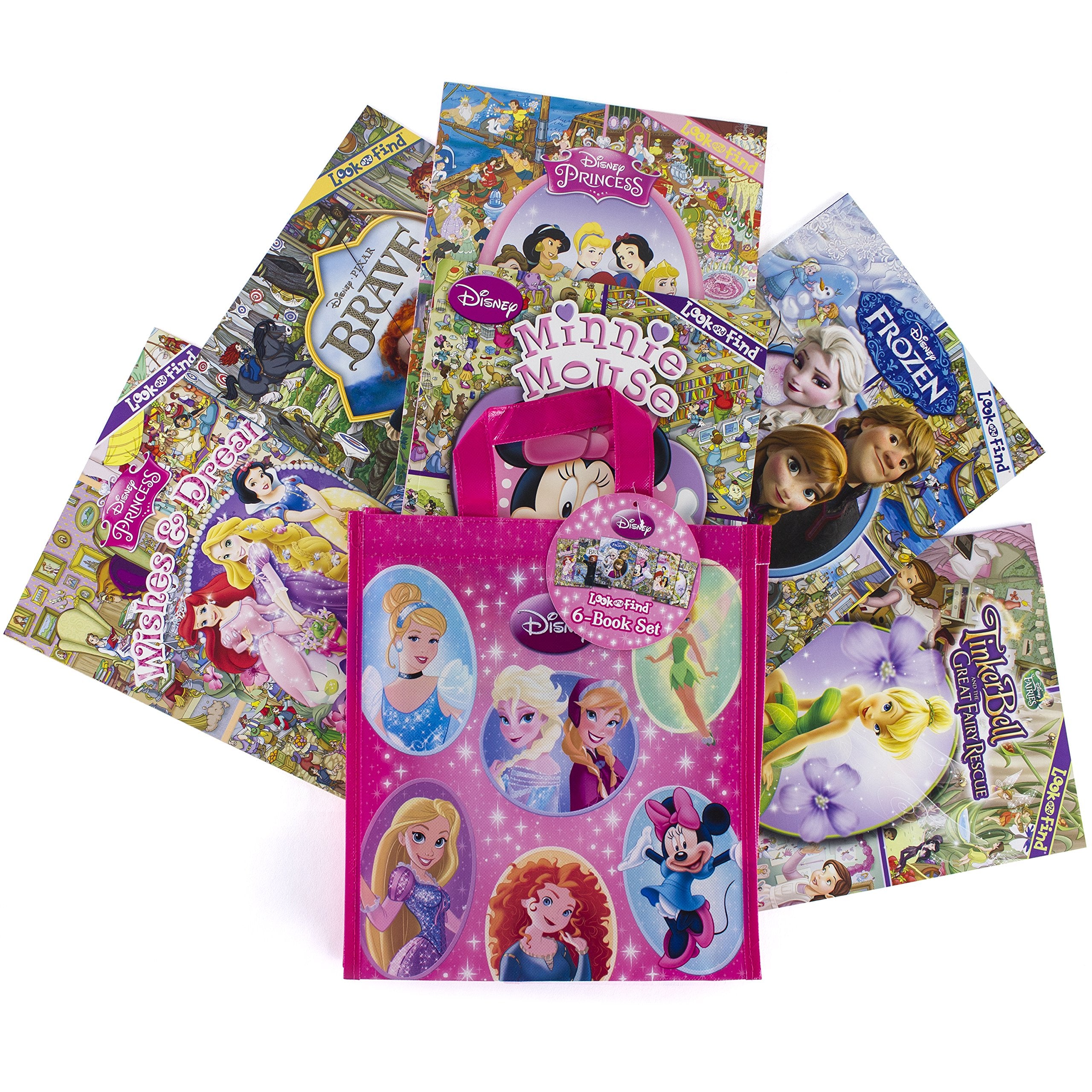 Disney Look and Find Softcover 6 Book Tote Disney Girl 9781450868273,Used