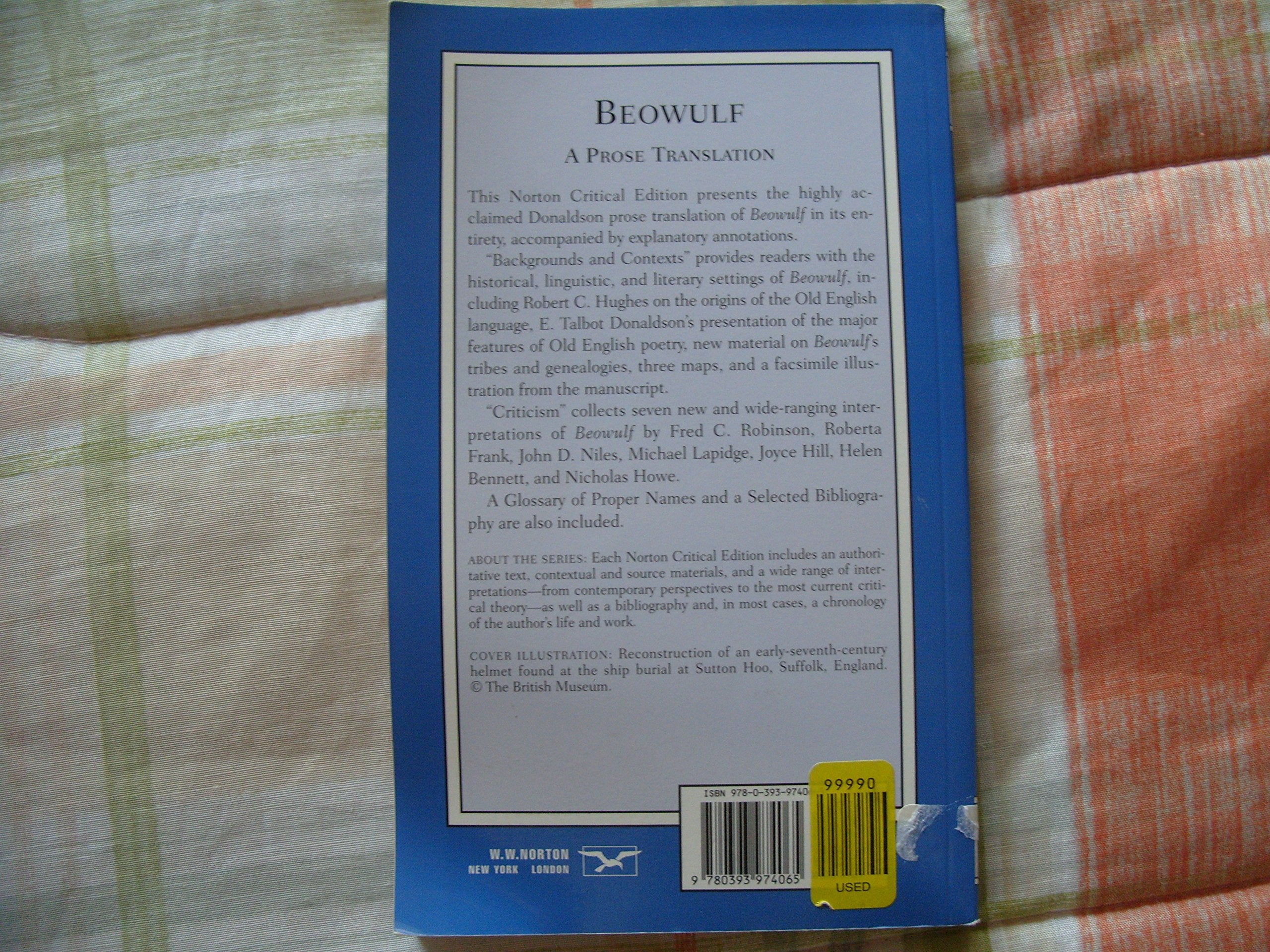 Beowulf: A Prose Translation: A Norton Critical Edition (Norton Critical Editions),Used