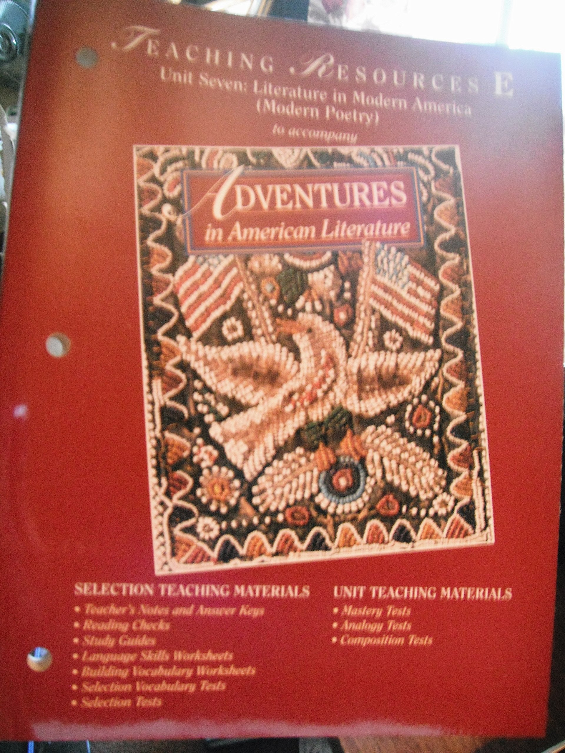 Adventures In Literature, Teaching Resources E (Unit 7) : Athena Edition,Used