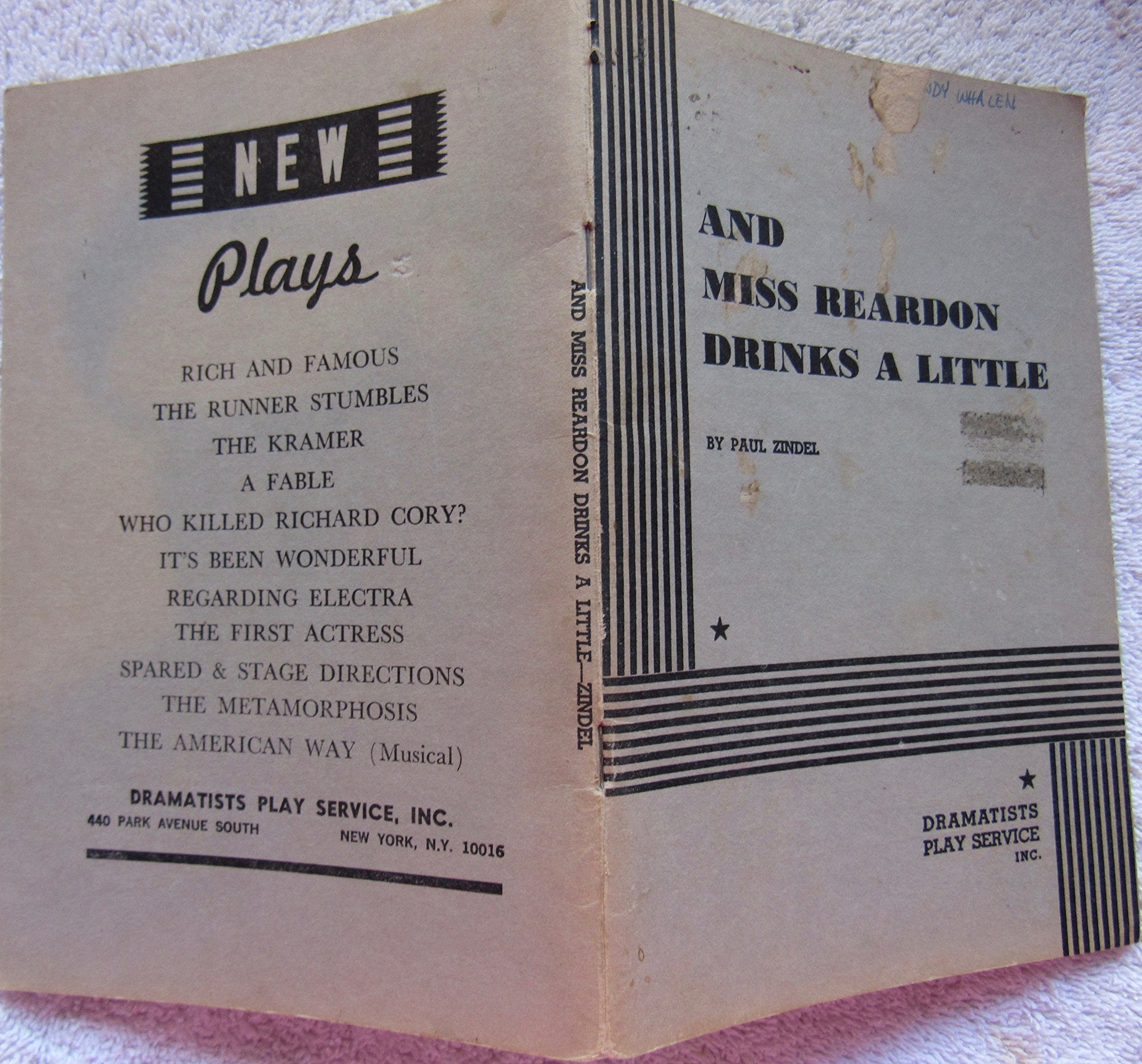 And Miss Reardon Drinks a Little (Acting Edition for Theater Productions),Used