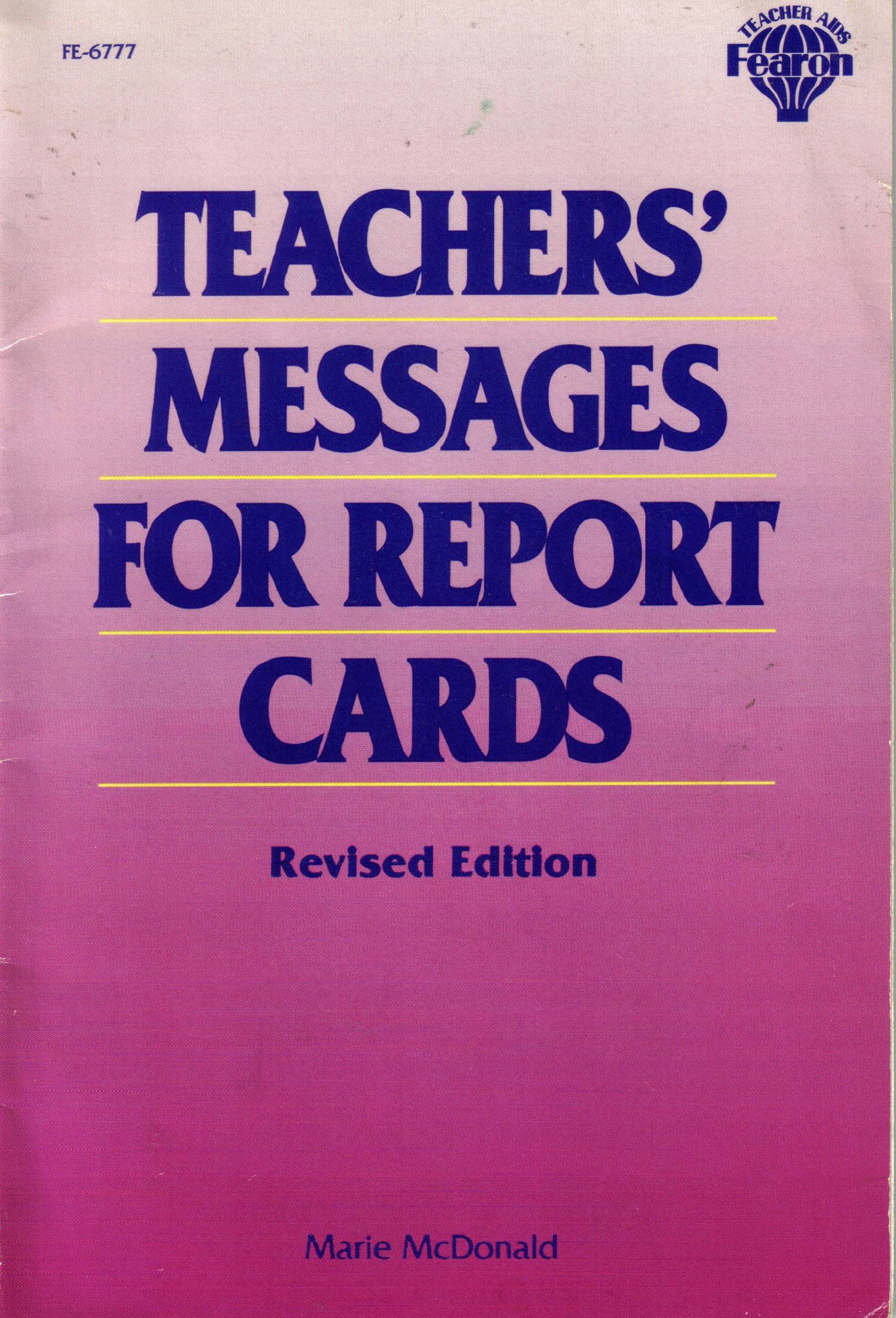 Teachers' Messages For Report Cards (Fe6777),Used