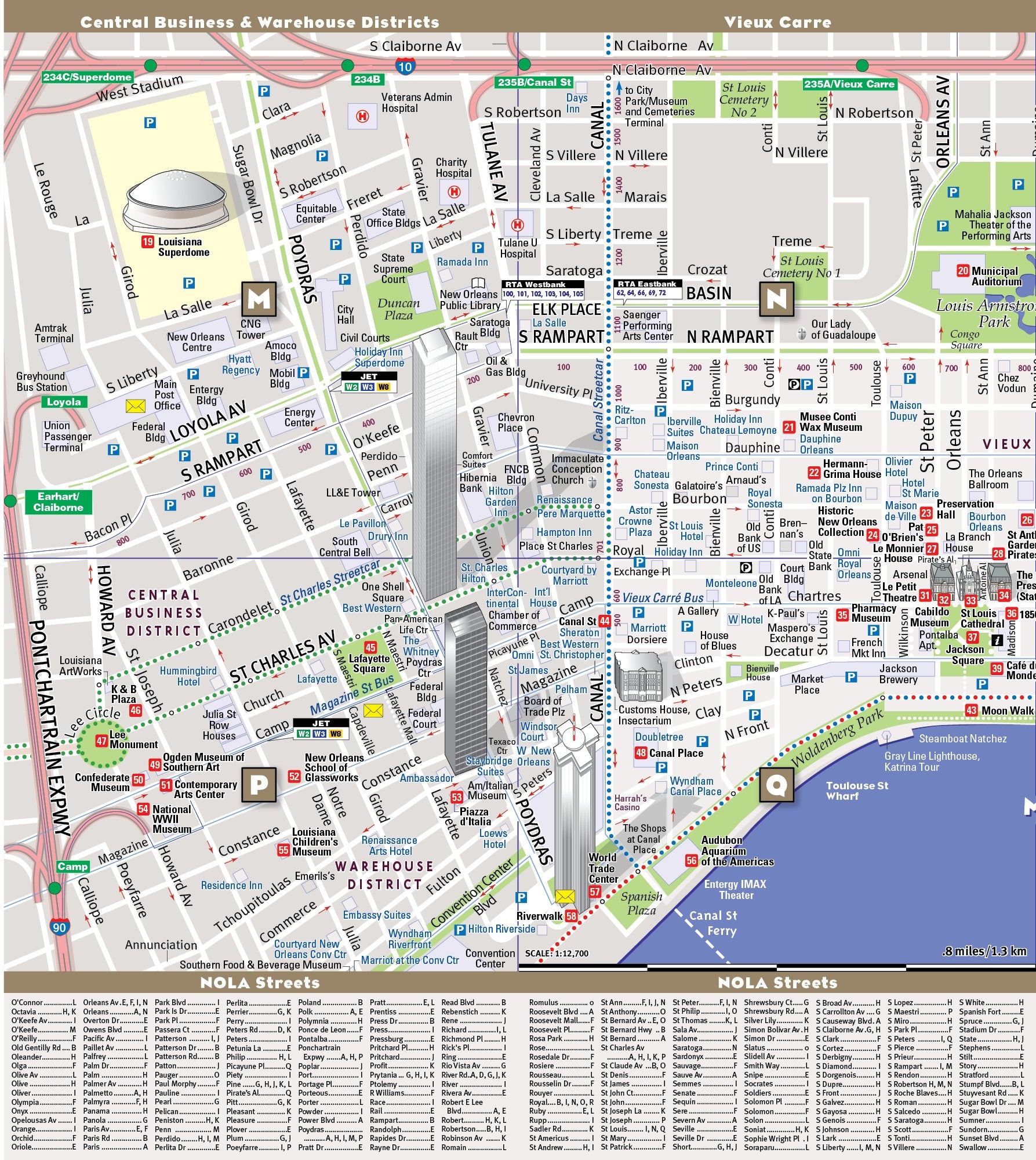 StreetSmart New Orleans by VanDam Laminated pocket size City Street & Freeway Map to New Orleans, LA complete with all attract,Used
