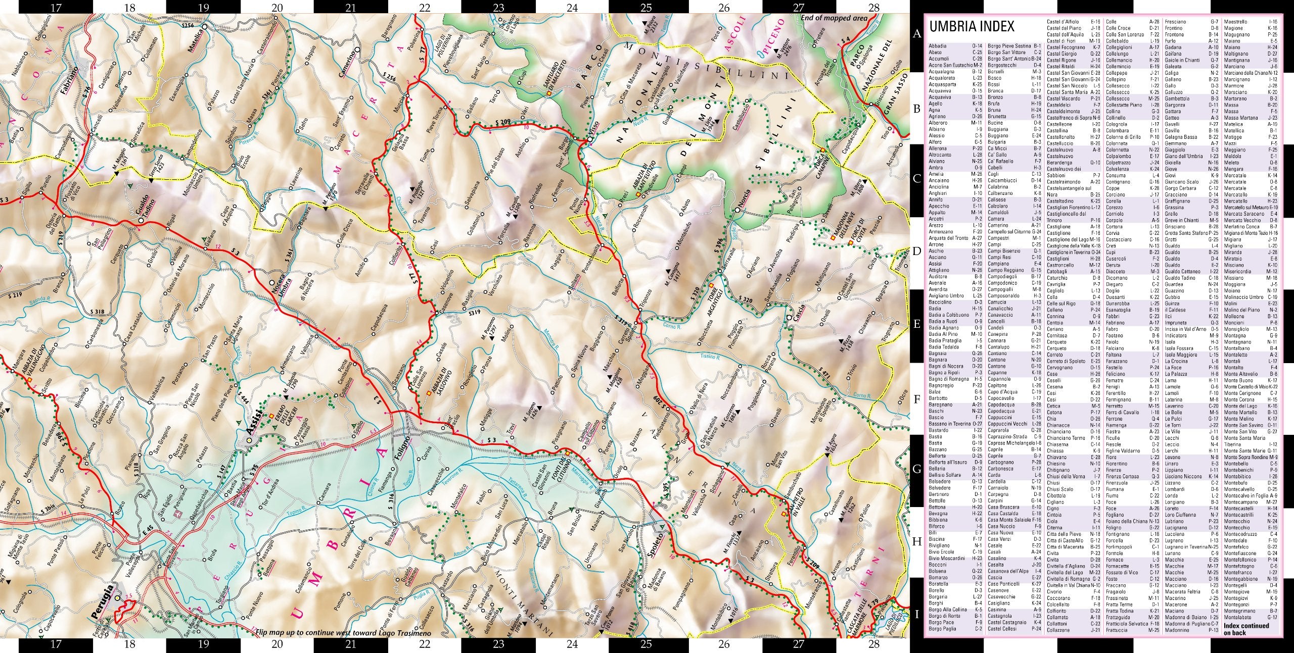 Streetwise Umbria Map Laminated Road Map of Umbria, Italy Folding pocket size travel map,Used