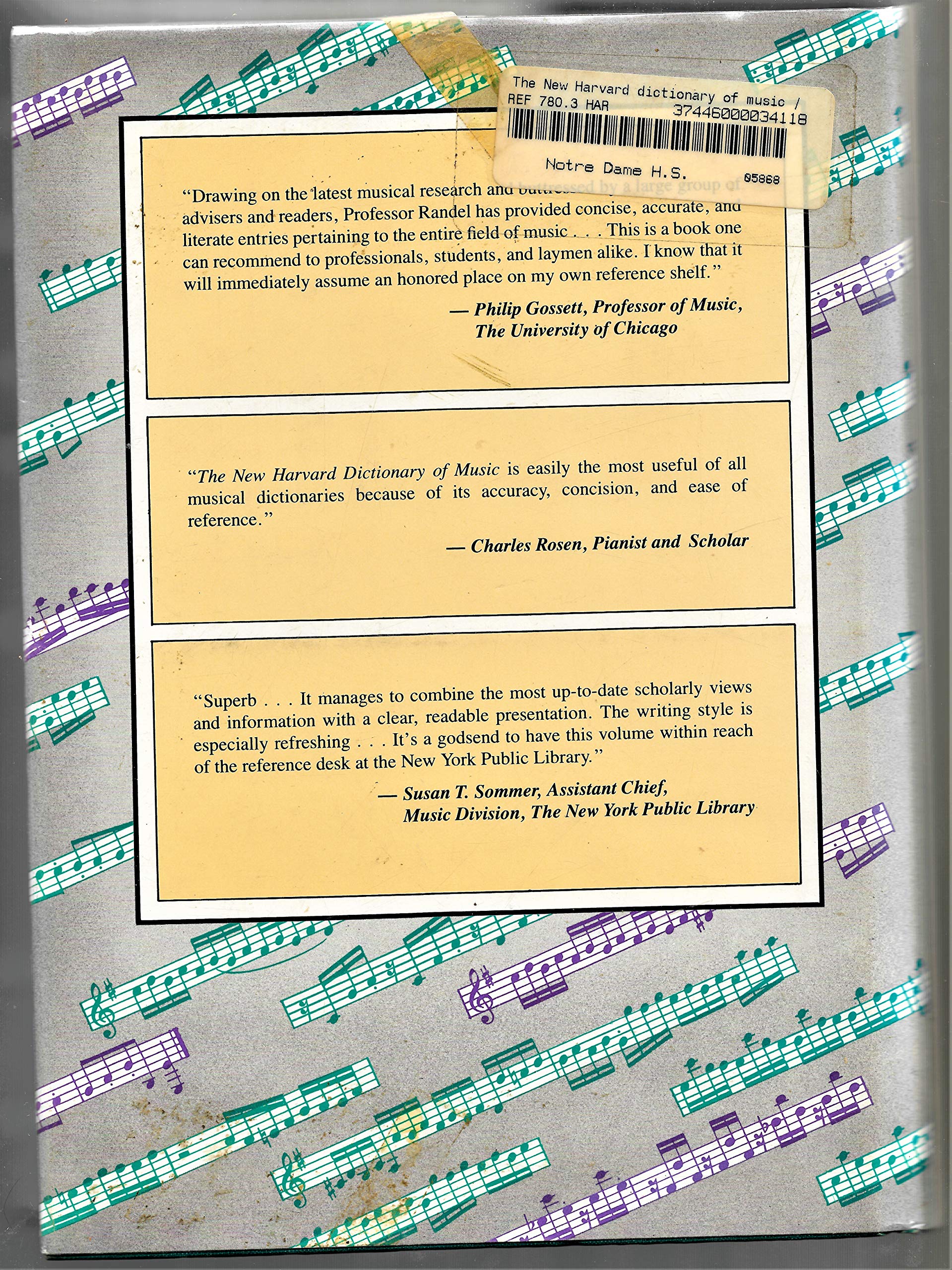 The New Harvard Dictionary of Music (Harvard University Press Reference Library),Used