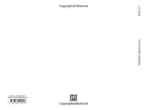 371 FourPart Chorales, Vol 1: Nos. 1198 (For Organ or Piano), Comb Bound Book (Kalmus Edition),Used