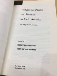 Indigenous People and Poverty in Latin America: An Empirical Analysis (World Bank Regional and Sectoral Studies),Used