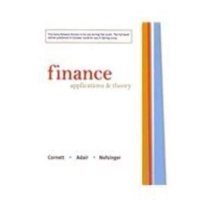 Finance: Applications and Theory Early Release,Used
