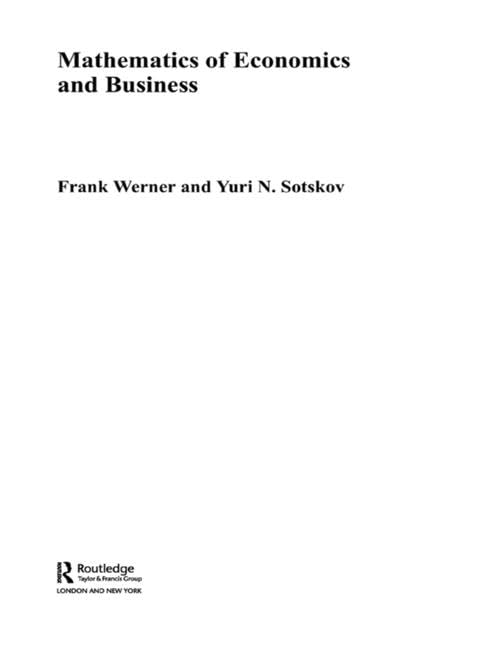 Mathematics Of Economics And Business