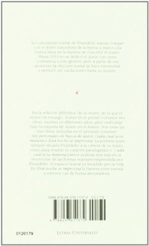 Seis personajes en busca de autor; Cada cual a su manera; Esta noche se improvisa (Letras Universales) (Spanish Edition),Used