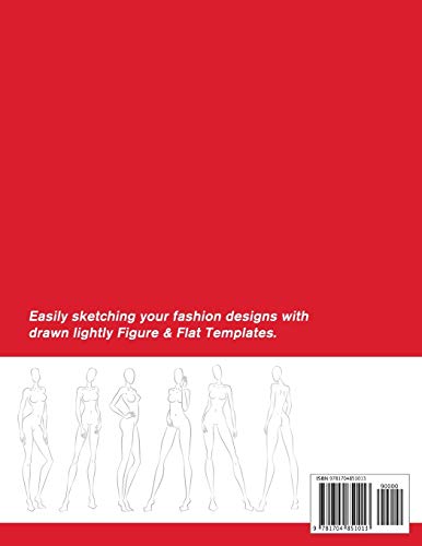 Fashion Sketchbook Figure & Flat Template: Easily Sketching and Building Your Fashion Design Portfolio with Large Female Croquis,New