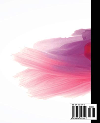 Composition Notebook: Purple Red Hand Drawn Stroke Water Colour Wide Ruled Jotting Paper,Used