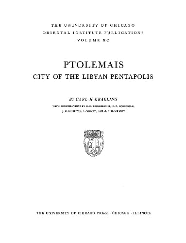 Ptolemias: City of the Libyan Pentapolis (Oriental Institute Publications),Used