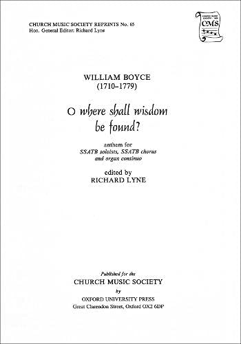 O where shall wisdom be found? (Church Music Society publications),Used