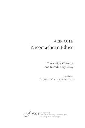 Aristotle's Nicomachean Ethics (Focus Philosophical Library Series),Used