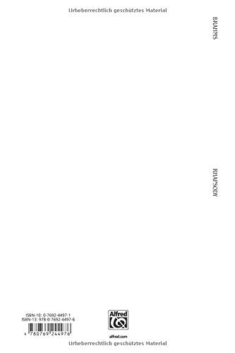 Alto Rhapsody, Op. 53: TTBB with A Solo (Orch.) (German, English Language Edition) (Kalmus Edition) (German Edition),Used