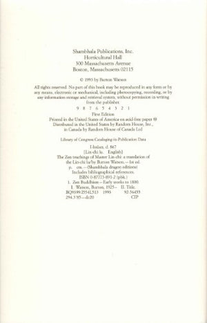 The Zen Teachings of Master LinChi (Shambhala Dragon Editions),Used