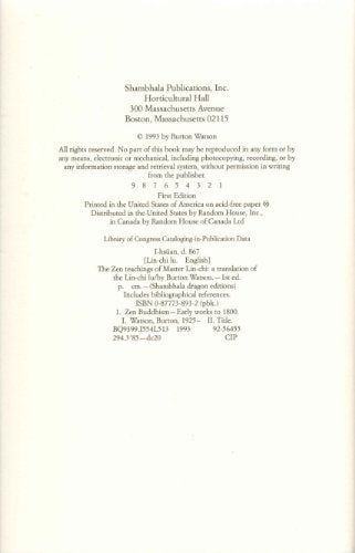 The Zen Teachings of Master LinChi (Shambhala Dragon Editions),Used