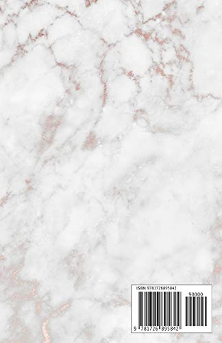 Notebook: White and Gold Marble with Rose Gold Lettering  5.5 x 8.5  A5 Size (Trendy Marble and Gold),Used