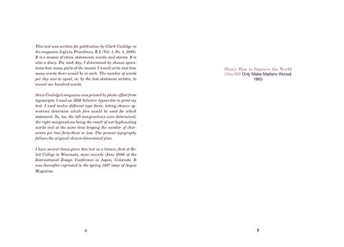 John Cage: Diary: How to Improve the World (You Will Only Make Matters Worse),Used