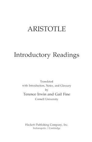 Aristotle: Introductory Readings (Hackett Classics),New
