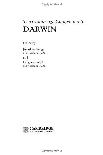 The Cambridge Companion to Darwin (Cambridge Companions to Philosophy),Used