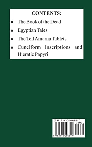 Egyptian Literature: Egyptian Tales, Hymns, Litanies, Invocations, The Book of Dead, and Cuneiform Writings,Used