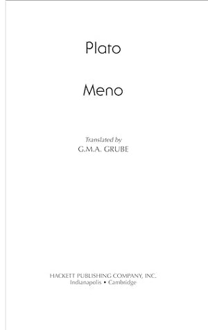 Meno (Hackett Classics)