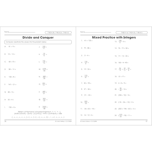 Carson Dellosa The 100+ Series: Grade 6 And Up Prealgebra Workbook, Fractions, Decimals, Algebra Expressions, Grades 68 Middle