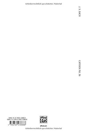 Cantata No. 36  Schwingt freudig euch empor: SATB with SATB Soli (German, English Language Edition) (Kalmus Edition) (German E,Used