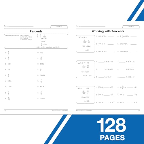Carson Dellosa The 100+ Series: Grade 6 And Up Prealgebra Workbook, Fractions, Decimals, Algebra Expressions, Grades 68 Middle
