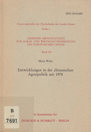 Entwicklungen In Der Chinesischen Agrarpolitik Seit 1978 (Osteuropastudien Der Hochschulen Des Landes Hessen) (German Edition),Used
