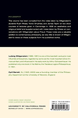 Ludwig Wittgenstein: Lectures and Conversations on Aesthetics, Psychology and Religious Belief, 40th Anniversary Edition,Used