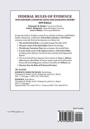 2019 Federal Rules Of Evidence (Supplements),Used