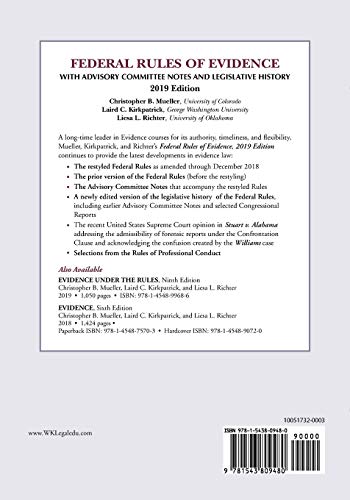 2019 Federal Rules Of Evidence (Supplements),Used