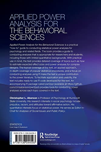 Applied Power Analysis for the Behavioral Sciences: 2nd Edition,Used