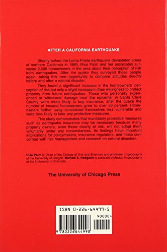 After a California Earthquake: Attitude and Behavior Change (Volume 233) (University of Chicago Geography Research Papers),Used