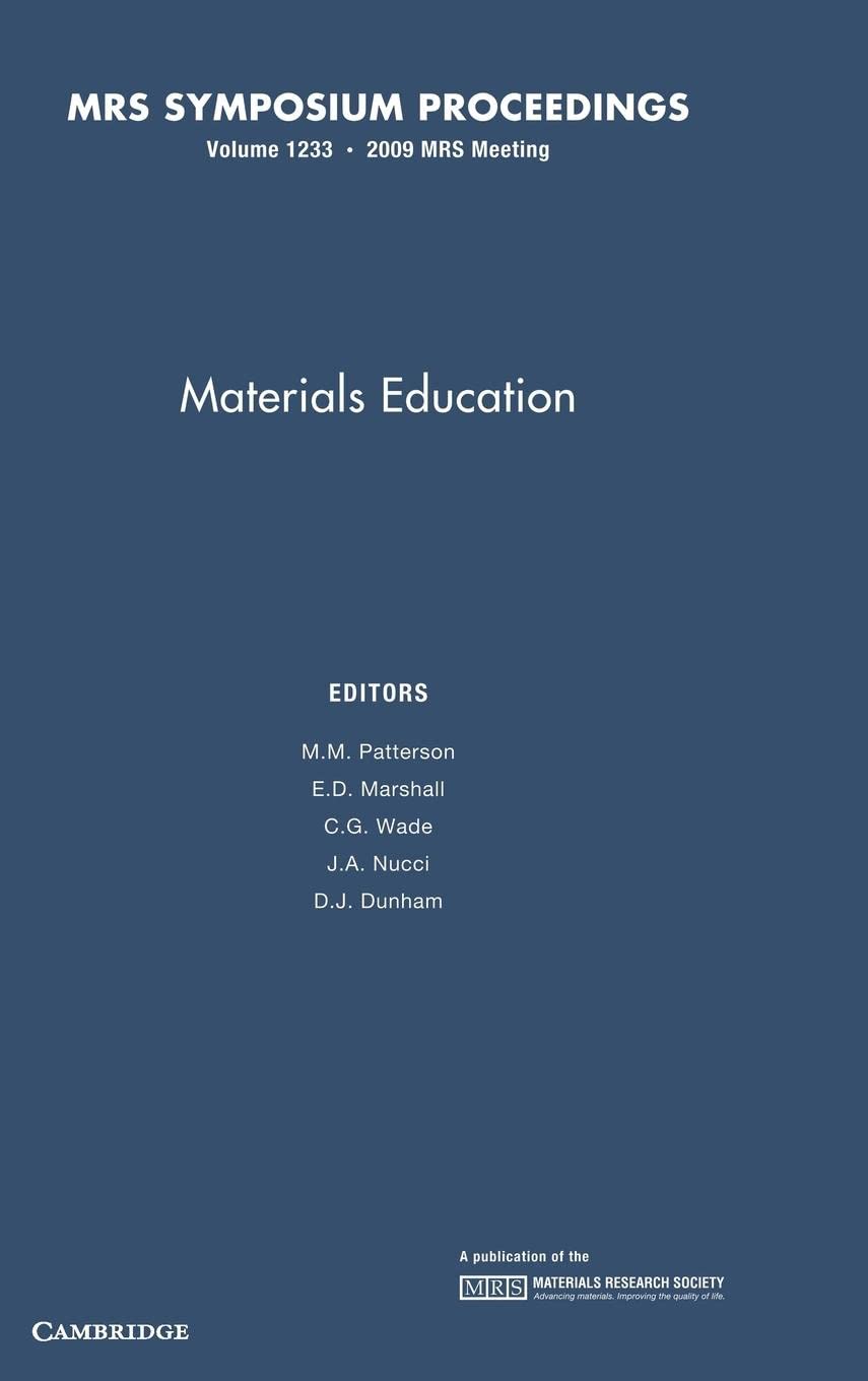 Materials Education: Volume 1233 (MRS Proceedings),Used