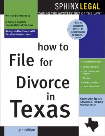 How to File for Divorce in Texas (Legal Survival Guides),Used